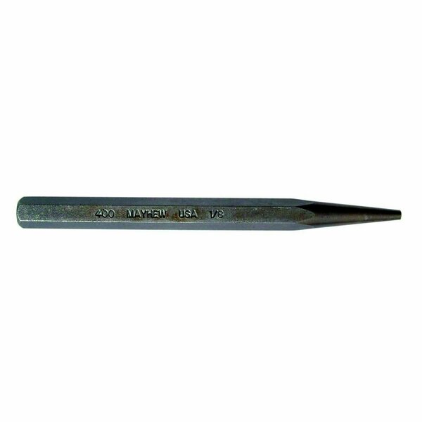 Mayhew Mayhew Solid Punch, 1/8 in Tip, 5 in L, 3/8 in Dia Shank, Hex Shank, Steel 70001